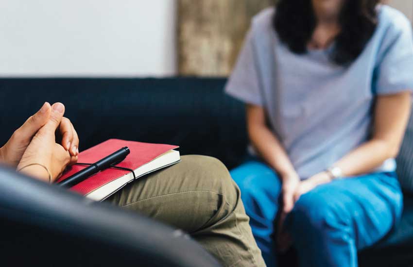Therapy session in progress - professional counseling environment